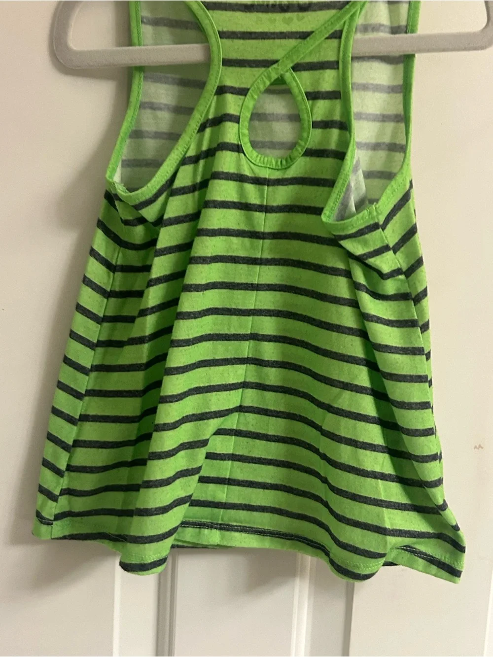 Justice Neon Green and Black Striped Girls' Tank Top